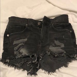 Express- High Waisted Black Denim Shorts